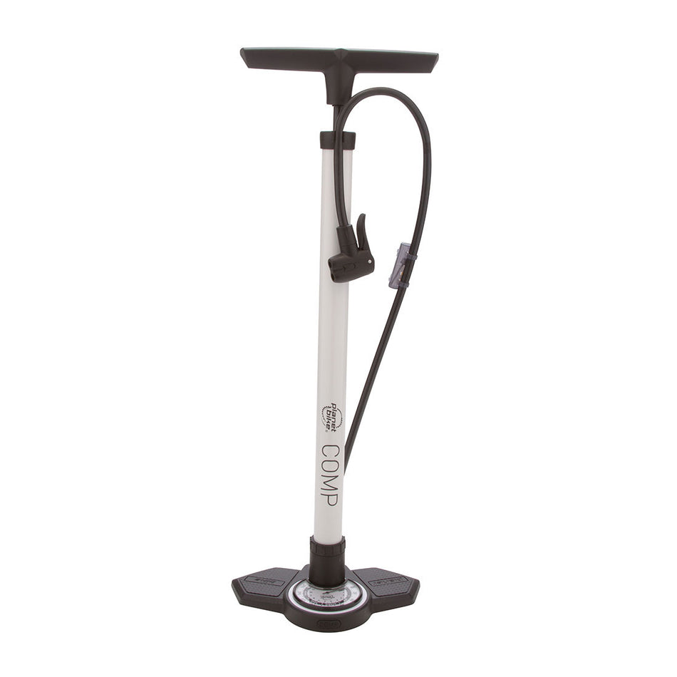 Comp Floor Pump w/ Gauge, White